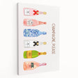 Large stretched canvas featuring a vibrant, colorful depiction of various fruits and beverages, ideal for kitchen wall art.