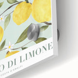 Large abstract wall art featuring assorted fruits in vibrant colors on acrylic glass, ideal for dining room art.