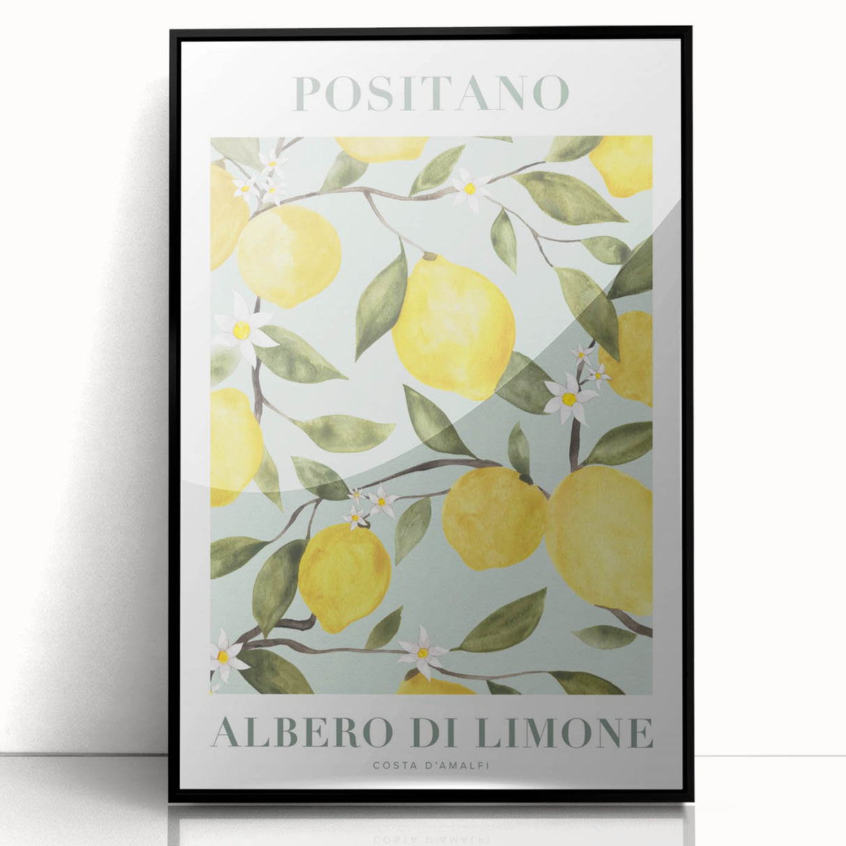 Large abstract wall art featuring assorted fruits in bold colors on a black acrylic frame, suitable for modern kitchen decor.