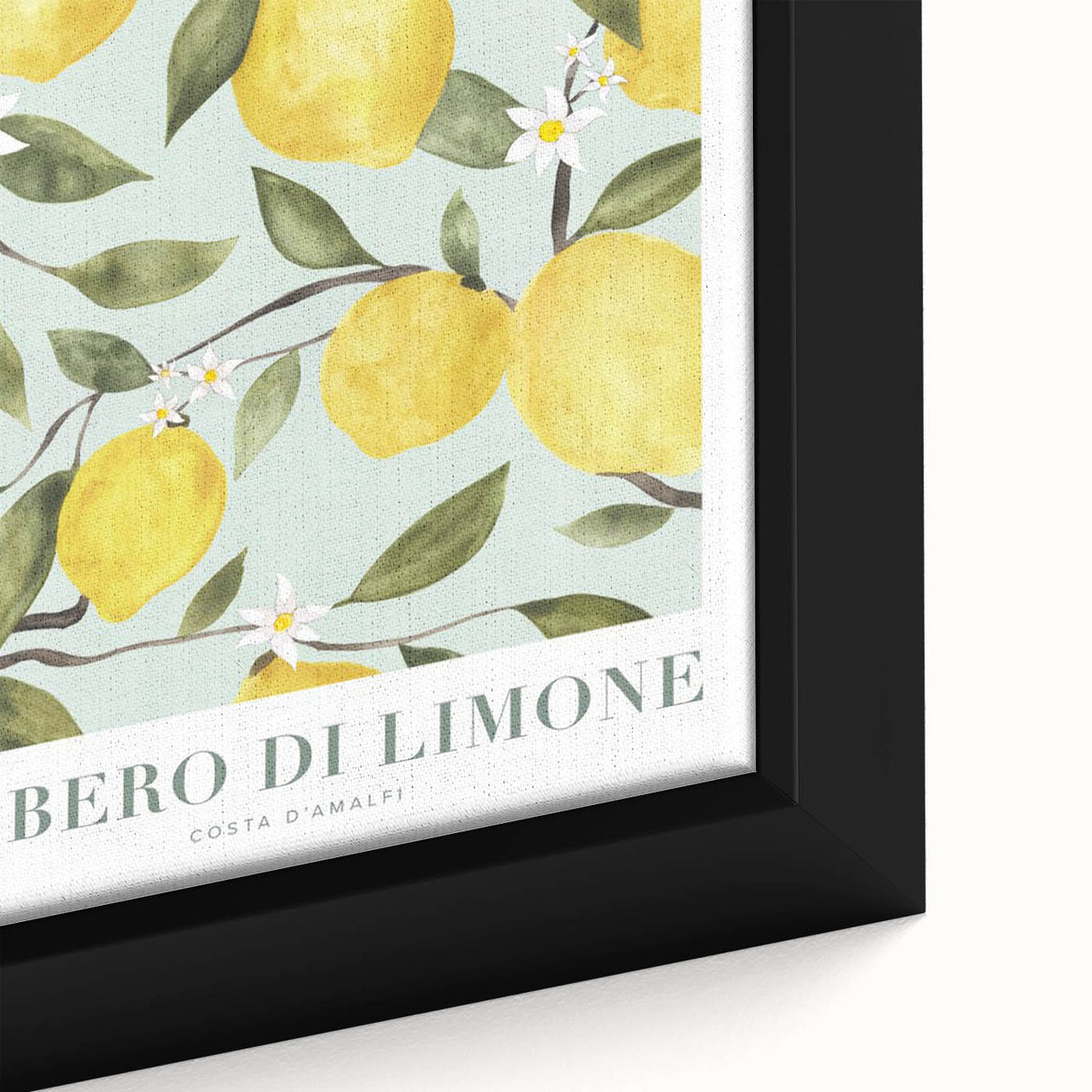 Extra large black wall art featuring colorful, textured fruits on framed canvas, ideal for living room decor.