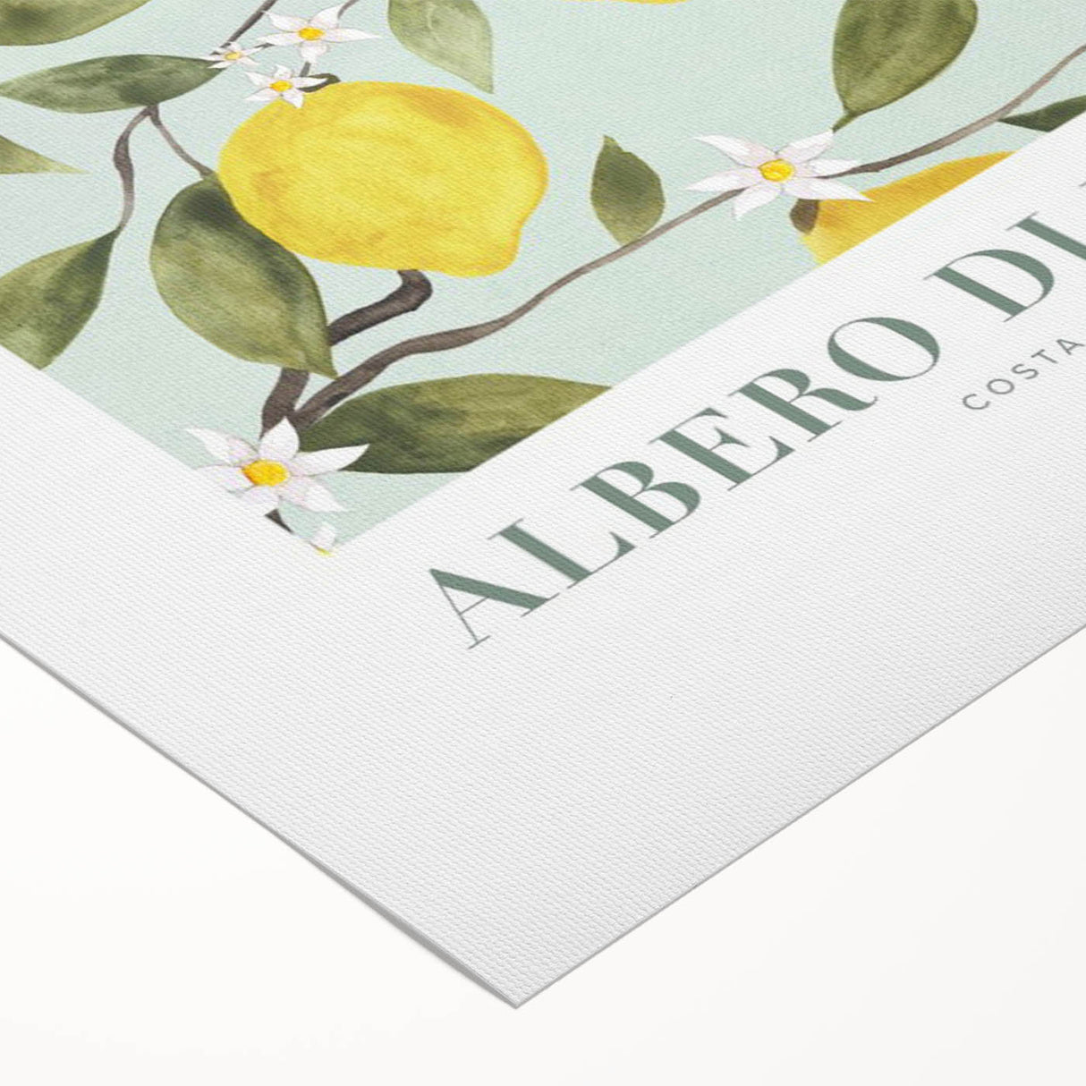 Art deco poster featuring an assortment of vibrant fruits on a rolled canvas, ideal for dining room wall art.