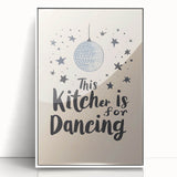 Art deco poster featuring a stylized food illustration in bold black and white, framed in acrylic.