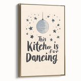 Framed canvas featuring a vintage poster-style landscape painting in black and gold tones, ideal for bedroom wall decor.