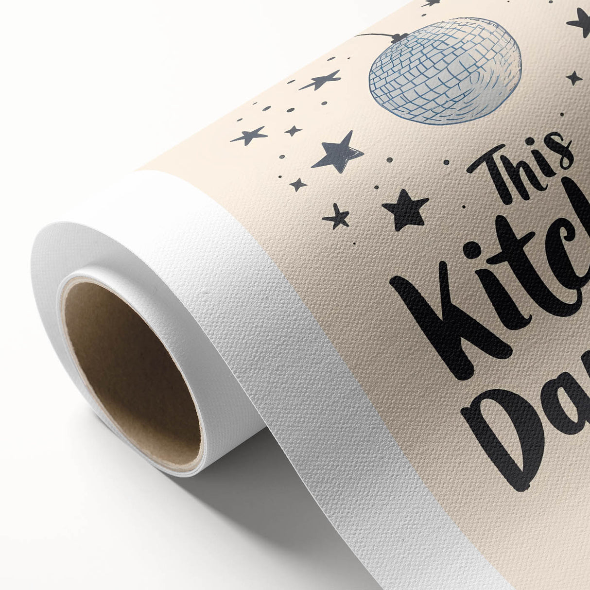 Art deco poster featuring playful food motifs in pastel colors on rolled canvas, ideal for nursery wall art.