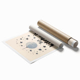 Extra large rolled print depicting vibrant floral designs in pastel shades.