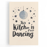 Large black and white stretched canvas featuring a minimalist typography design, ideal for kitchen wall art.