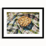 Extra large framed abstract art print featuring colorful pastries in a textured style, ideal for living room decor.