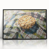 Large abstract wall art featuring assorted pastries in muted earth tones on a framed acrylic, ideal for kitchen decor.