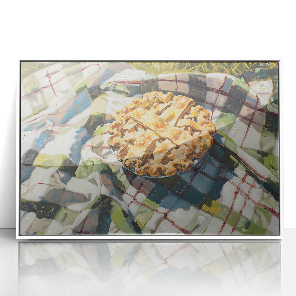 Acrylic framed poster of assorted pastries in soft pastel colors, suitable for modern nursery decor.