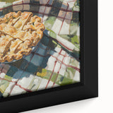 Close-up of black framed canvas featuring colorful pastries, ideal for extra large living room wall art.