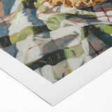 Art deco poster featuring an array of pastries on a rolled canvas, suitable for dining room wall art.