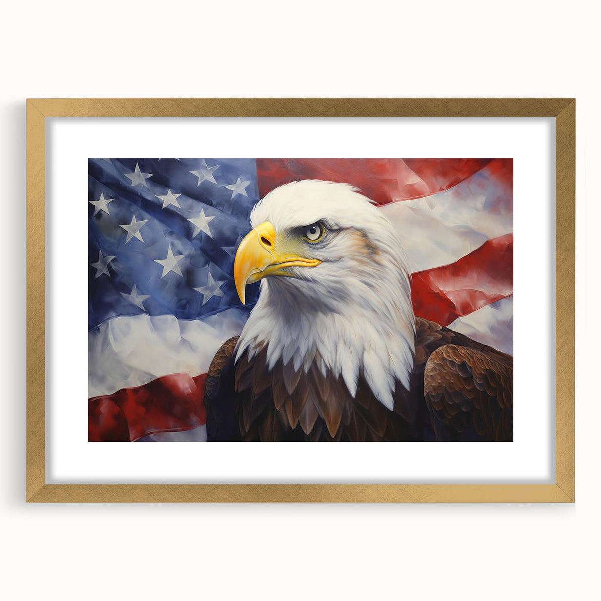 Bald Eagle & American Flag - Patriotic Wall Art for Independence Day