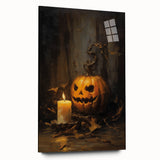 Jack O Lantern Candlelight Halloween Wall Art - Gothic Oil Painting