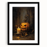 Jack O Lantern Candlelight Halloween Wall Art - Gothic Oil Painting