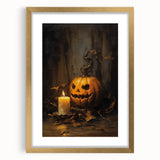 Jack O Lantern Candlelight Halloween Wall Art - Gothic Oil Painting