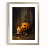 Jack O Lantern Candlelight Halloween Wall Art - Gothic Oil Painting