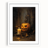 Jack O Lantern Candlelight Halloween Wall Art - Gothic Oil Painting