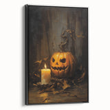 Jack O Lantern Candlelight Halloween Wall Art - Gothic Oil Painting