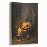 Jack O Lantern Candlelight Halloween Wall Art - Gothic Oil Painting