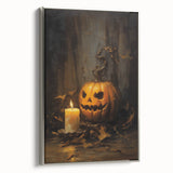 Jack O Lantern Candlelight Halloween Wall Art - Gothic Oil Painting