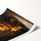 Jack O Lantern Candlelight Halloween Wall Art - Gothic Oil Painting