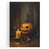 Jack O Lantern Candlelight Halloween Wall Art - Gothic Oil Painting