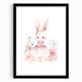 Floral Bunny Girls Room Wall Art – Nursery Print