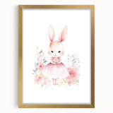 Floral Bunny Girls Room Wall Art – Nursery Print