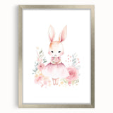 Floral Bunny Girls Room Wall Art – Nursery Print