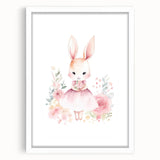 Floral Bunny Girls Room Wall Art – Nursery Print