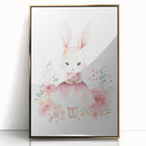 Floral Bunny Girls Room Wall Art – Nursery Print