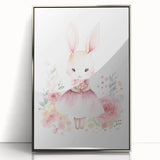 Floral Bunny Girls Room Wall Art – Nursery Print