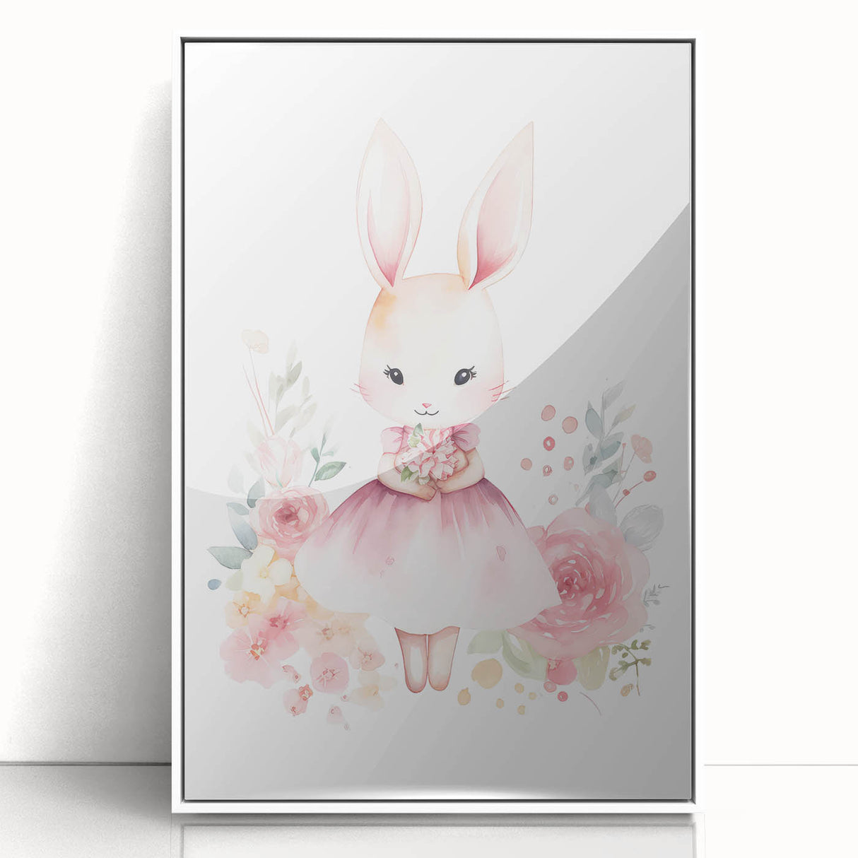 Floral Bunny Girls Room Wall Art – Nursery Print