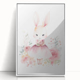 Floral Bunny Girls Room Wall Art – Nursery Print