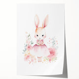 Floral Bunny Girls Room Wall Art – Nursery Print