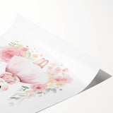 Floral Bunny Girls Room Wall Art – Nursery Print