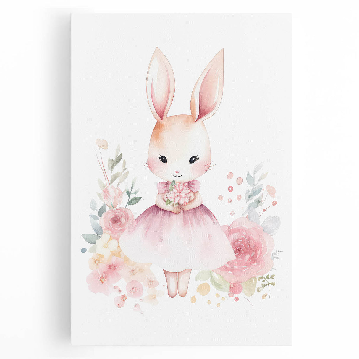 Floral Bunny Girls Room Wall Art – Nursery Print