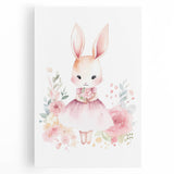 Floral Bunny Girls Room Wall Art – Nursery Print