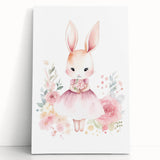 Floral Bunny Girls Room Wall Art – Nursery Print