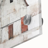 Close-up of a vibrant landscape barn wall art piece, showcasing intricate details and textures on acrylic glass, ideal for enhancing rustic home decor.