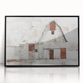 Framed acrylic wall art depicting a serene landscape with a rustic barn, set against a vibrant sky. The artwork features a sleek black frame, perfect for enhancing home decor.