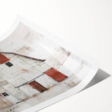 Landscape barn wall art print showcasing a rustic scene with a vibrant sunset, rolled and ready for framing. Ideal for farmhouse decor or country-themed interiors.