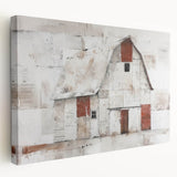 Stretched canvas wall art depicting a serene landscape with a barn, showcasing vibrant colors and intricate details, perfect for rustic home decor. Ideal for enhancing living spaces with a touch of countryside charm.