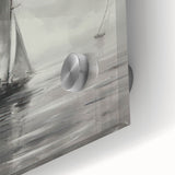 Close-up view of a vibrant acrylic glass landscape artwork, showcasing rich colors and intricate details, perfect for home decor enthusiasts seeking modern aesthetics.