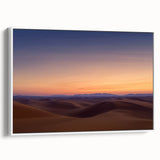 Framed canvas artwork depicting a vibrant desert landscape with warm hues of orange and yellow, designed to enhance modern home decor. Ideal for wall display.