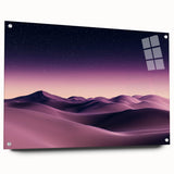 Acrylic landscape artwork showcasing vibrant dunes in a side view, elegantly displayed with pins against a sleek background, ideal for modern decor.