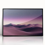Framed acrylic artwork showcasing a stunning desert landscape with rolling dunes, featuring rich golden and sandy hues, ideal for modern home decor.