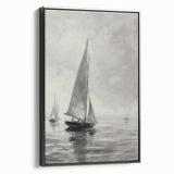 Framed canvas artwork showcasing a vibrant landscape design, featuring rich colors and intricate details, displayed in a sleek black frame from a side view.