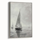 Framed canvas artwork showcasing a serene landscape scene with vibrant colors, elegantly displayed in a sleek silver frame. Perfect for home decor enhancement.