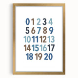 Numbers 1-20 Typography Art Print – Educational Modern Decor
